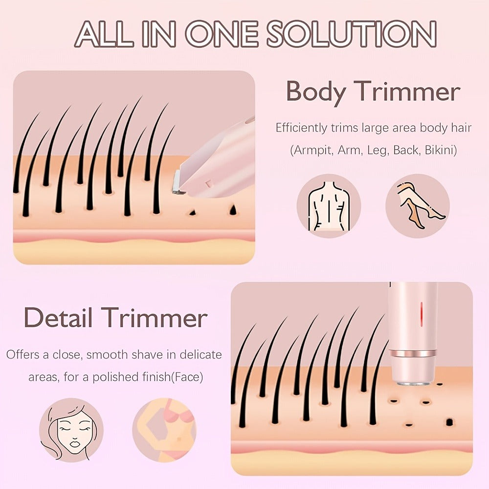 Slim Two-Ended Electric Body Trimmer with Comb Attachments in Blue, Pink or Purple Options