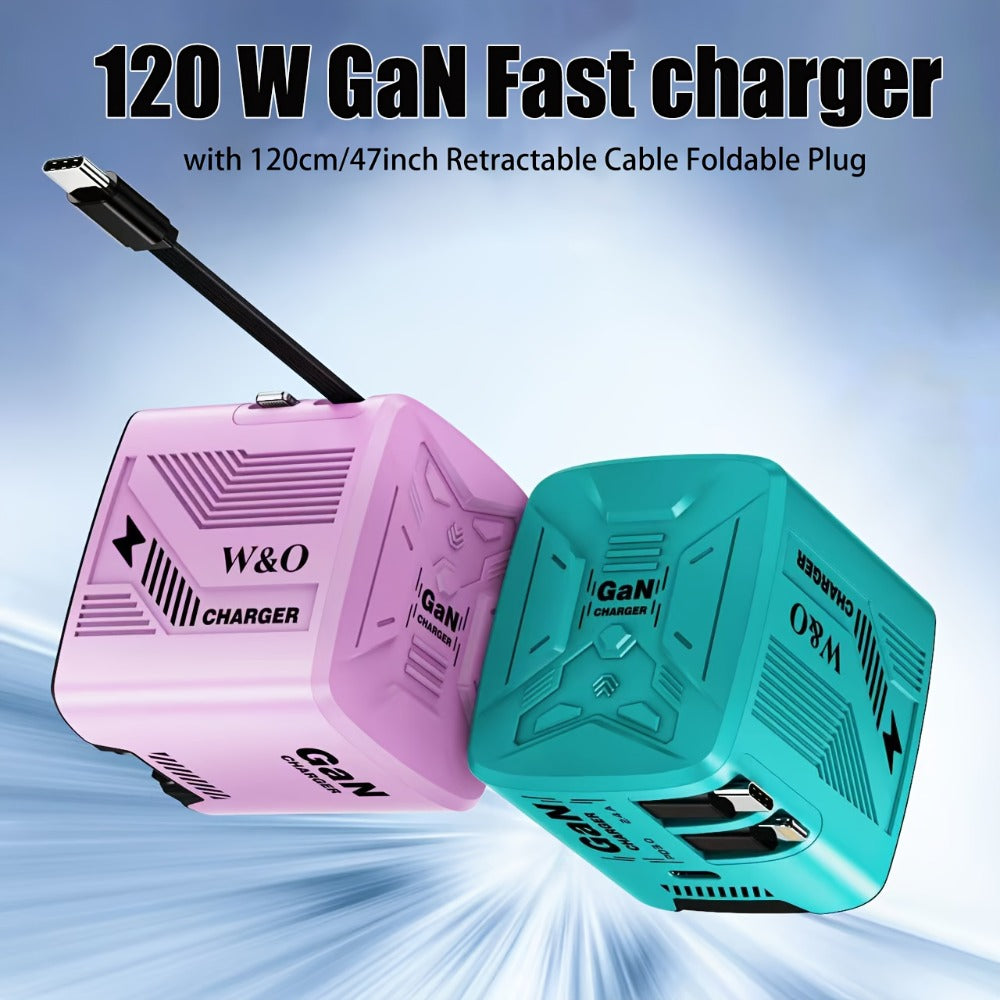 USB-C Wall Charger with Integrated Dual Cables in Single or Two-Piece Packs and Multiple Colors