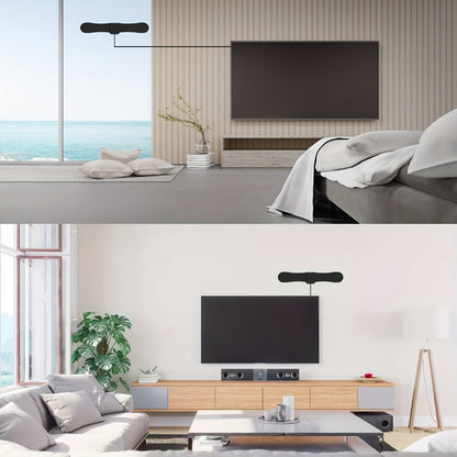 TV Antenna with Ultra-Thin Arc Panel, 10-Inch Horizontal Body and Clip or Adhesive Indoor Mounting