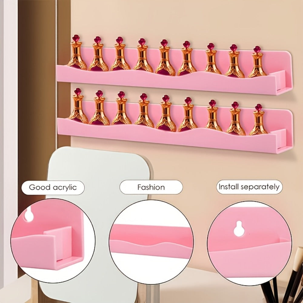 Iridescent Acrylic Wall Display Shelves in Two- or Four-Piece Sets with Pink and Multicolor Options