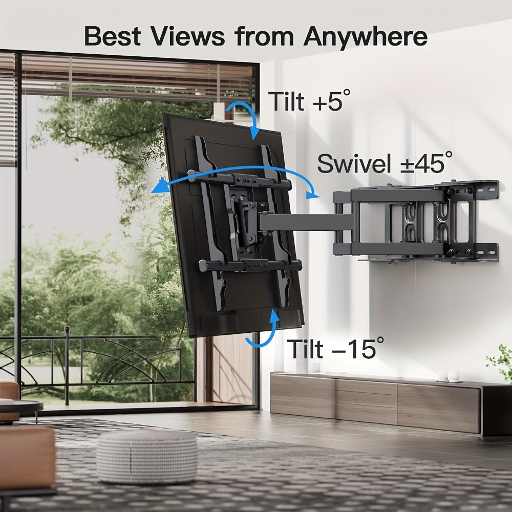 Full Motion TV Wall Mount 37-75 Inch, Dual Arm Swivel Tilt, VESA 600x400mm, Extends 15.4 Inch, Fits LED LCD OLED Flat Curved Screens