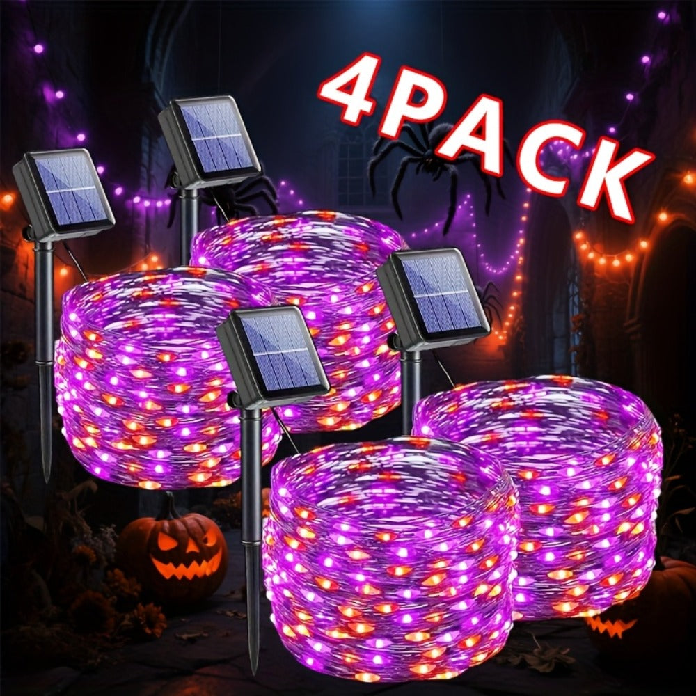 Four-Pack Solar Fairy String Lights with 400 LEDs Total, 160 Feet and Five Color Options for Patio Decor