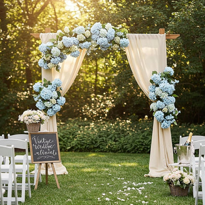 Artificial Hydrangea Flowers 20pcs 16 Inch | Silk Fake Hydrangea Stems for Wedding Home Bedroom Kitchen Decor | Birthday Christmas Exhibition Display in Blue White