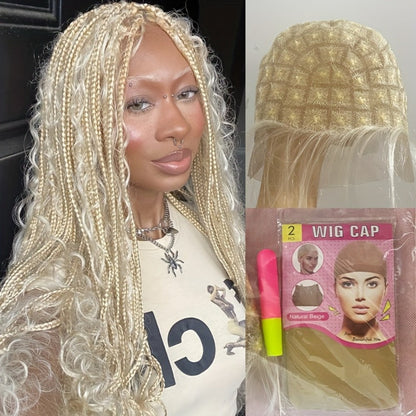 Pre-Sectioned Crochet Wig Cap with 45 to 122 Braided Sections in Natural Black or 613 Color Options