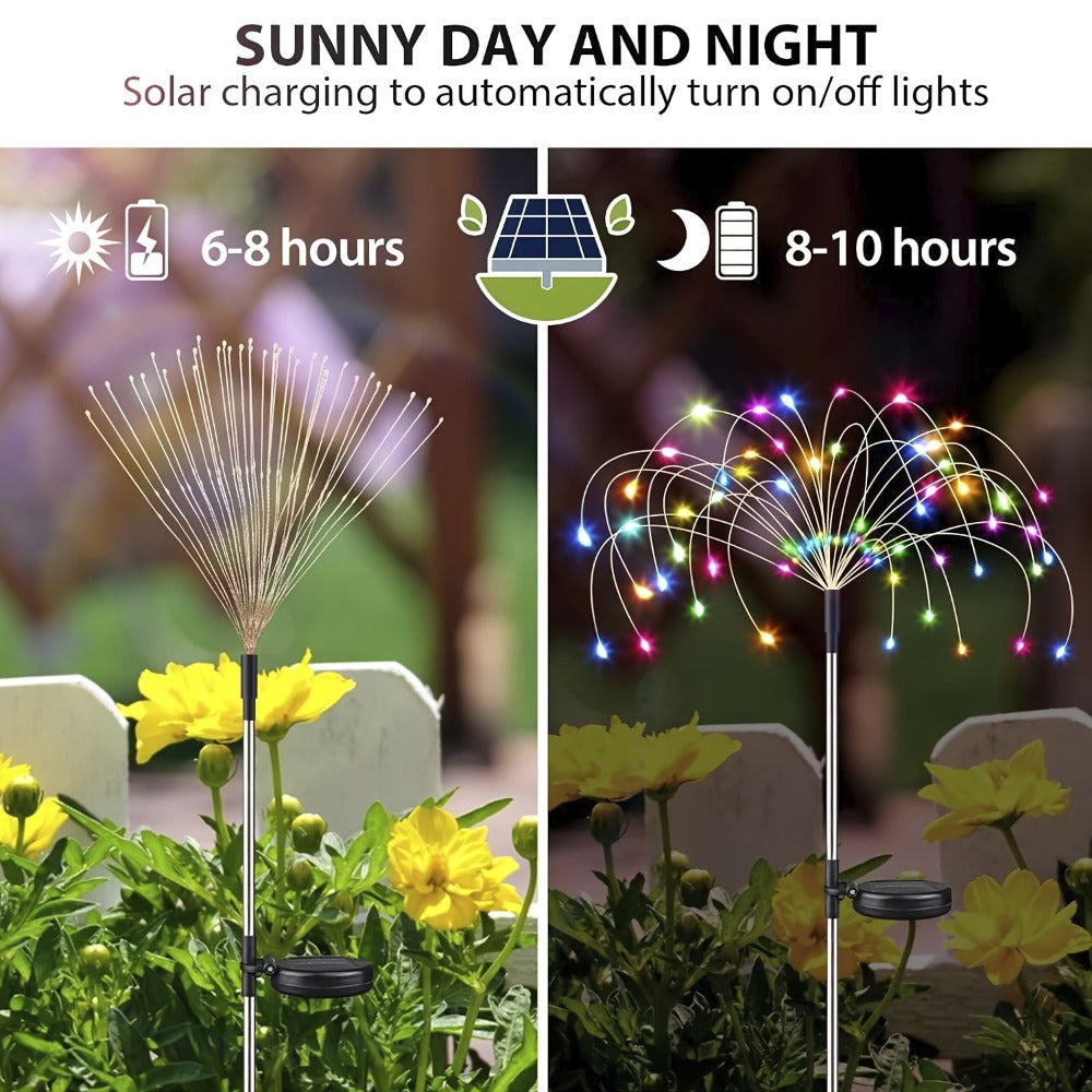 Solar Fireworks Lights Outdoor – 60 to 420 LED Solar Garden Fairy Lights with 8 Modes, Waterproof Copper Wire Sparkler Lights for Garden, Patio, Yard, Pathway & Holiday Decoration