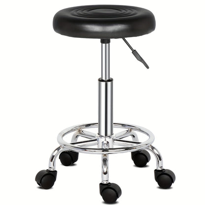 Round Padded Swivel Bar Stool 360° with Chrome Base - Adjustable Height Salon Kitchen Counter Stool for Nail