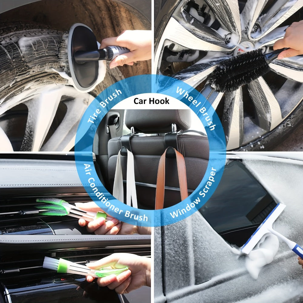 Car Cleaning Kit in 19 or 41-Piece Options with Brushes, Towels, Bucket and Selected Vacuum Tools