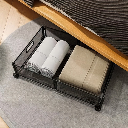 Under Bed Storage Containers with Wheels & Handles – Shoes, Clothes, Blankets Organizer