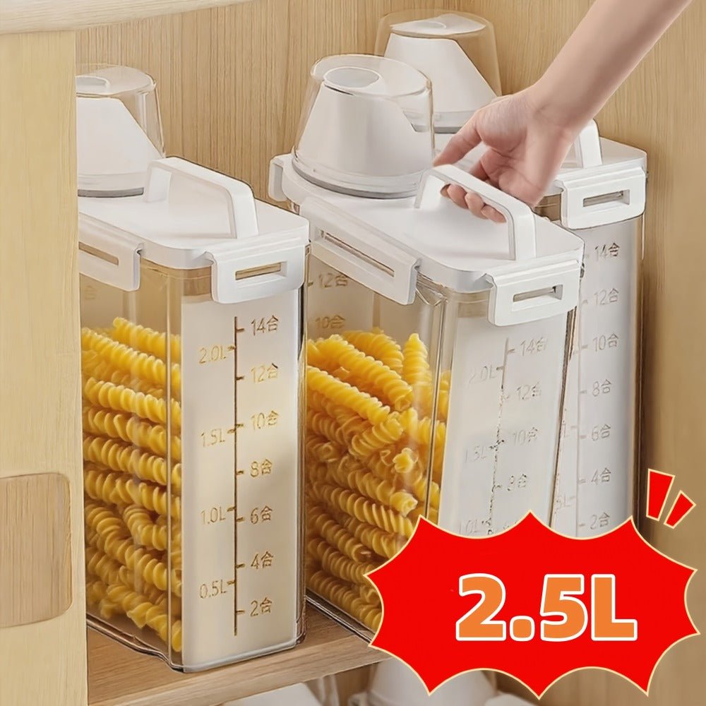 Food Storage Containers 2.5L and 3L PP Pantry Bins with Measuring Cups in Two-, Four- or Six-Pack Options