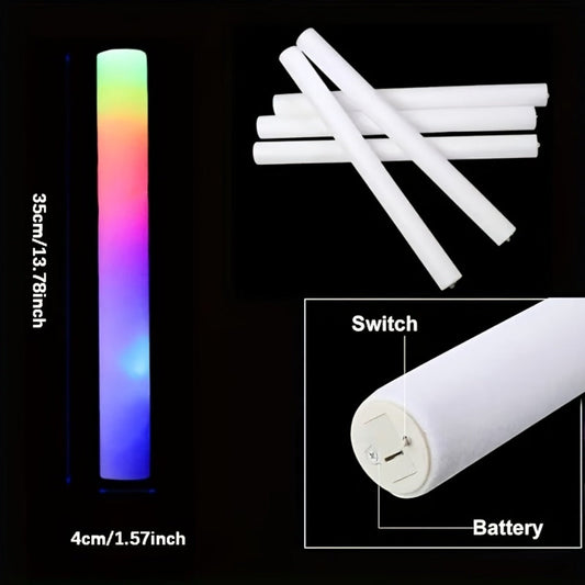 LED Foam Glow Stick Party Supplies Pack with 30 Multi-Color Flashing Sticks and Included Batteries
