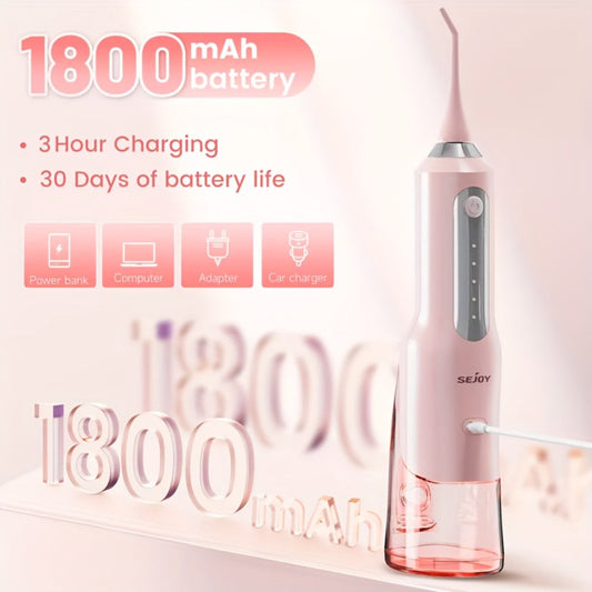Water Flosser Cordless Five-Mode Design with Five Jet Tips, 1800mAh Battery and Pink or Black Options
