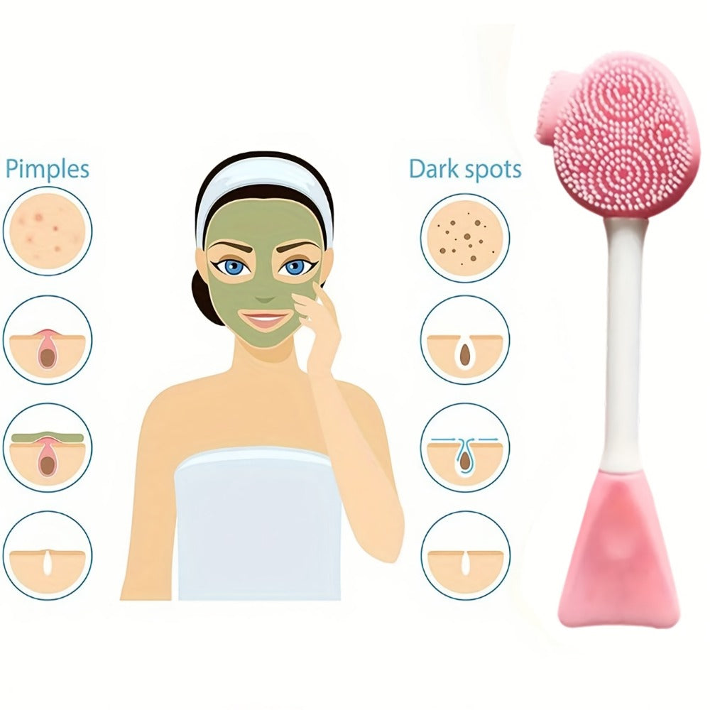 7-Piece Facial Cleansing Brush Set with Wash Bag, Bow Headband, Wristbands and Skincare Applicators