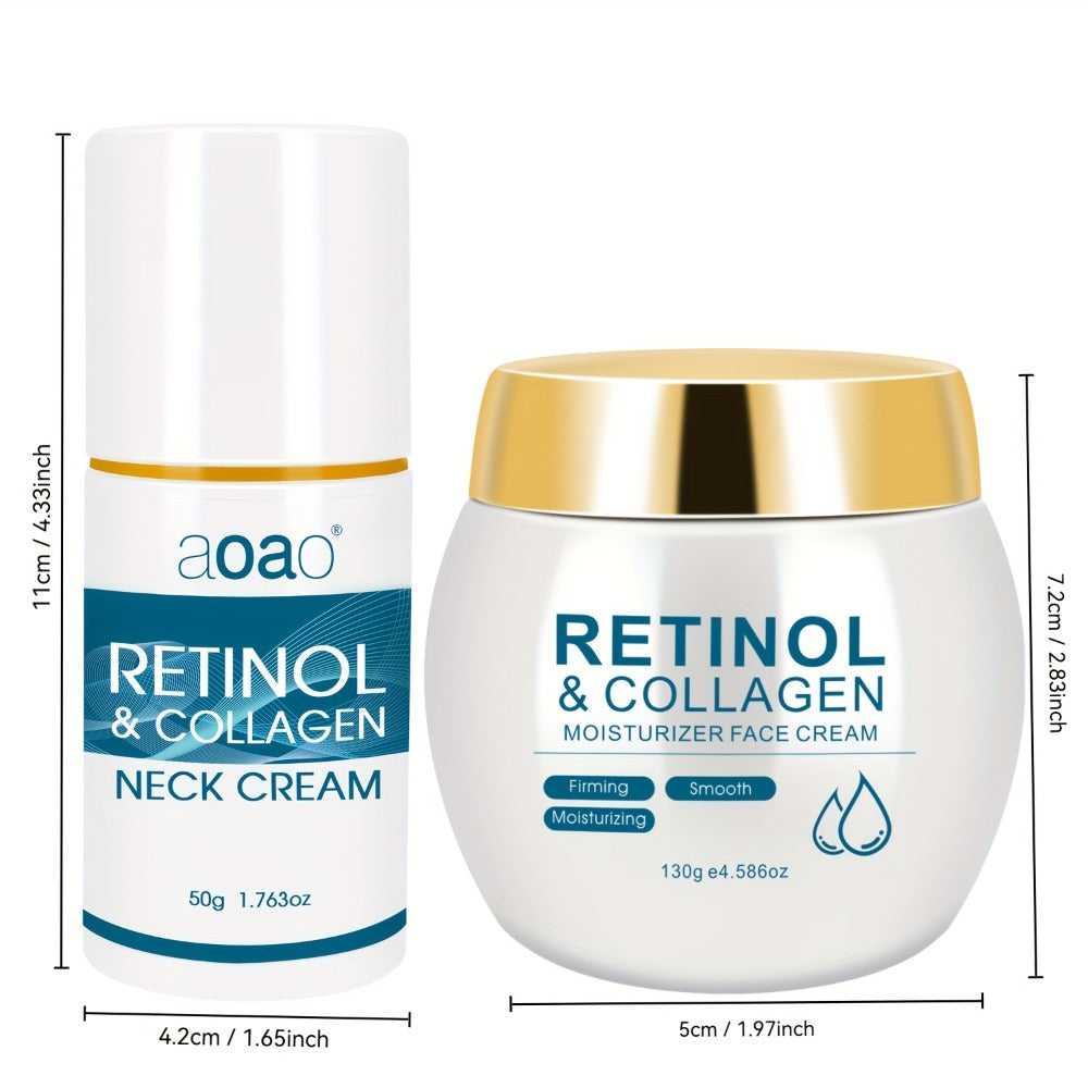 Face Cream Retinol Collagen 130g Jar or Face-and-Neck Cream Duo with Hyaluronic Acid and Vitamin E