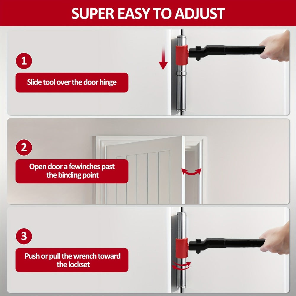 Six-in-One Door Hinge Gap Adjustment Wrench Set with Steel Bender Handle and Six Size Heads