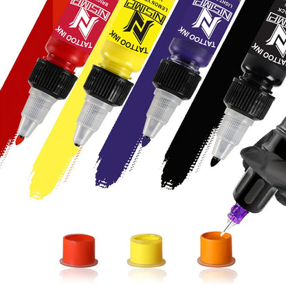 Tattoo Ink NISIMP 7- or 14-Color Gift Box Set with Transparent Bottles and Two Configurations