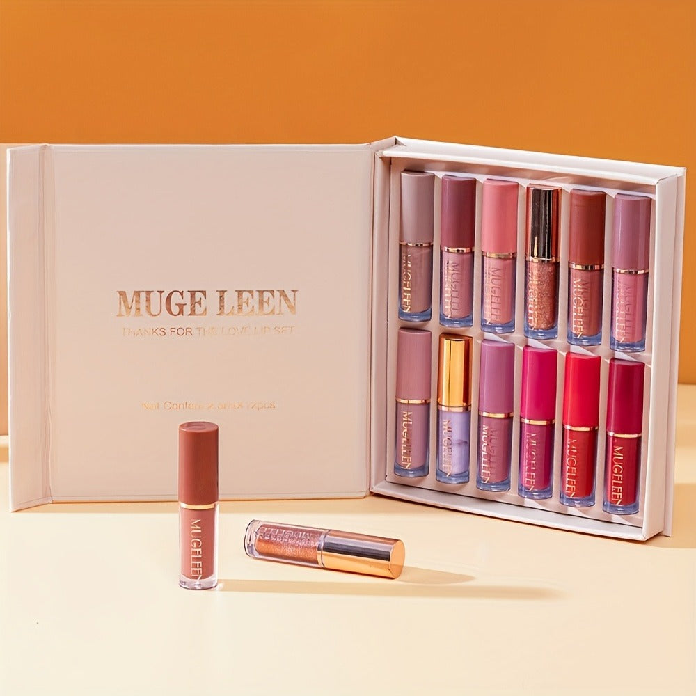 Non-Stick Matte Lip Gloss Set 12 Pcs Non-Fading Long-Lasting Liquid Lipstick Assorted Colors with Wand Applicator – Velvety Bold Lip Color Beauty Gift for Women & Girls Everyday Wear & Events
