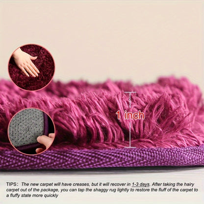 Area Rug Fluffy 900 g/m² Polyester Shag in Six Colors and Four Sizes for Bedroom or Living Room