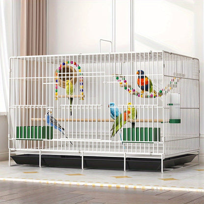 Bird Cage Large Foldable Metal - Escape-Proof Indoor Aviary for Pigeons Parrots & Small Birds with Perches, Feeding Box & Drinking Fountain - Spacious Breeding House & Decorative Pet Bird Enclosure 20 Inch
