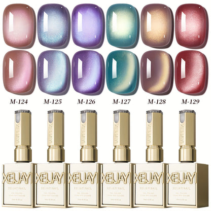 Gel Nail Polish 6-Color Magnetic Cat-Eye Sets in Aurora, Dopamine or Bubble-Summer Collections