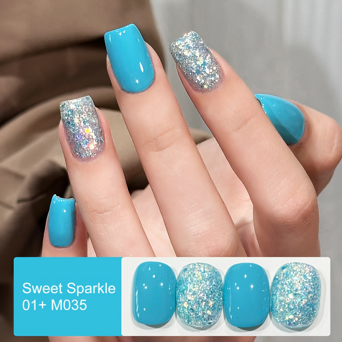 Glitter Gel Nail Polish 2-Color Set Candy Shimmer Soak Off UV LED – Photo Frame Bottle Nail Art Kit 0.51oz Each, Long Lasting Chip Resistant Sparkle for Salon & DIY Home Manicure