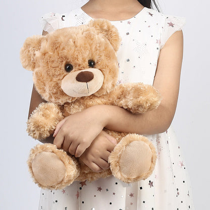 Plush Toy – Shaggy Brown Teddy Bear 15-Inch with Sitting 12-Inch Format and Classic Bow for Display