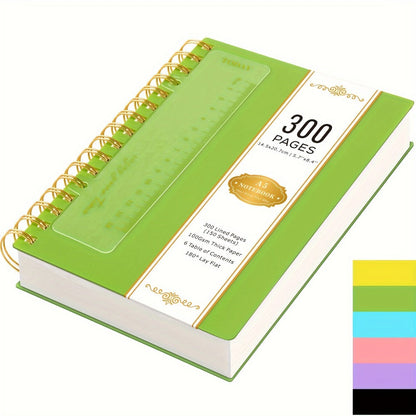 A5 Hardcover Spiral Notebook with 300 Lined Pages, 100 GSM Paper and Six Color Cover Options