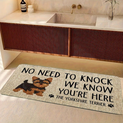 Yorkshire Terrier Floor Mat Non-Slip Polyester Rug | Linen Texture Entryway Kitchen Doormat, Unique Dog Lover Gift