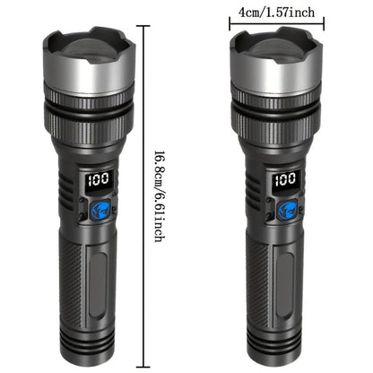 LED Flashlight Rechargeable 1000 Lumen – 2-Pack Super Bright Tactical Flashlight with Digital Display, Camping Fishing Hunting Emergency Lighting, Gift Box Included, Father's Day Gift for Men