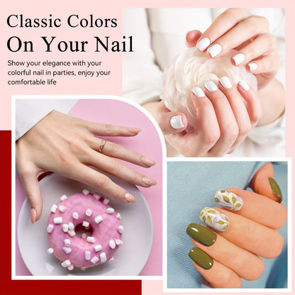 Gel Nail Polish Set with PHOENIXY Label, 30 Pieces with Base, Glossy, Matte and Glitter Top Coats