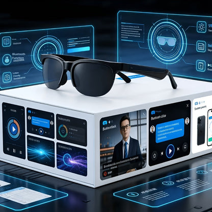 Smart Glasses Translation Eyewear with Photochromic Lenses, Wireless Earphones, Microphone and Rechargeable Battery