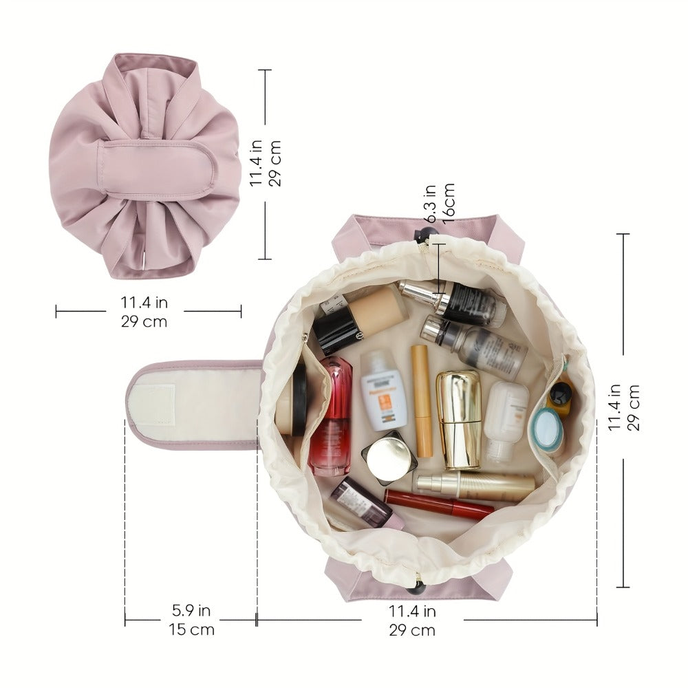 Makeup Bag – Drawstring Makeup Bag Wide Opening Flat Lay Oxford Fabric Machine Washable 12 Colors Travel Cosmetic Organizer Bag for…