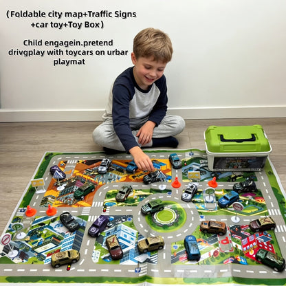 Dinosaur Toy Car Set 29-30pcs – Mini Pull Back Racing Cars with T-Rex Spinosaurus Pterodactyl Figures & City Traffic Map | Party Favors, Classroom Prizes, Birthday Gift for Boys & Girls Ages 3+