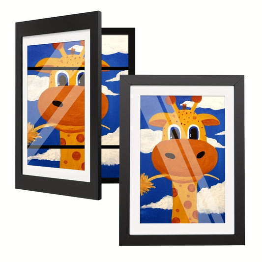 Kids Art Frame Changeable Front-Opening Display – Children Artwork Picture Frame for 8.5x11 & 10x12.5 Drawings, Paintings & School Projects, Perfect Christmas & Holiday Gift, White / Wood / Black, 2/4/8 Pack