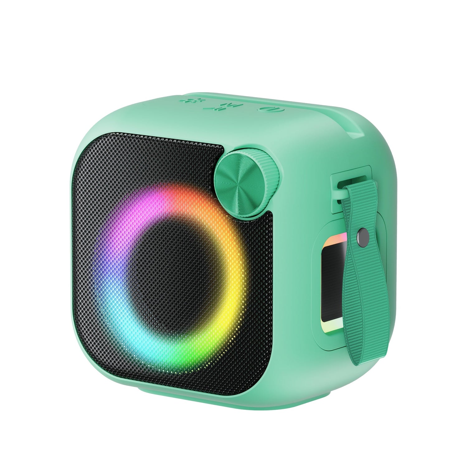 Portable Bluetooth Speaker 4-in-1 Compact Model with RGB Ring, Built-In Sling, Type-C, USB, TF, AUX and FM