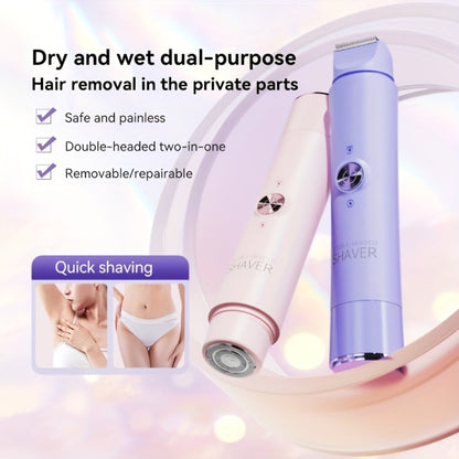 Electric Epilator for Women Double Head USB Rechargeable Painless Hair Removal Shaver Bikini Trimmer Body Private Area Grooming Device