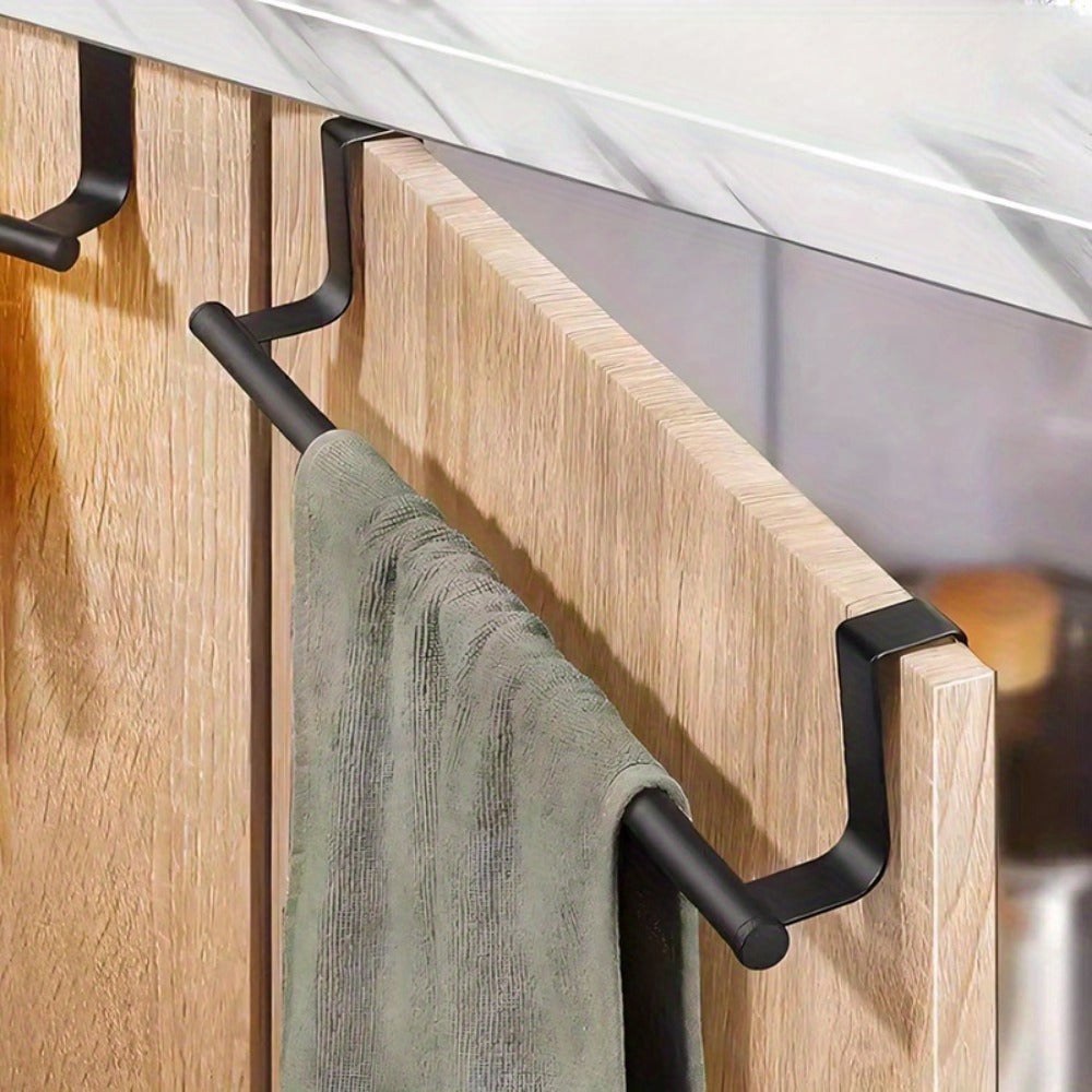 Stainless Steel Over-Cabinet Towel Bar Set, 2 Pieces in Black or Silver, 36.5cm for Kitchens and Bathrooms