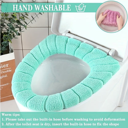 Toilet Seat Cover Set 5pcs – Soft Plush All-Inclusive Machine Washable Bathroom Seat Covers Fit Most Standard Toilets, Skin-Friendly Elastic Fabric