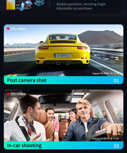 360° Panoramic Dash Cam 3 & 4 Lens 1080P HD Front + 720P Rear Left Right, Quad-Split Screen, HD Night Vision WDR G-Sensor Loop Recording, Full Coverage Car Camera, 32GB/64GB SD Card Options