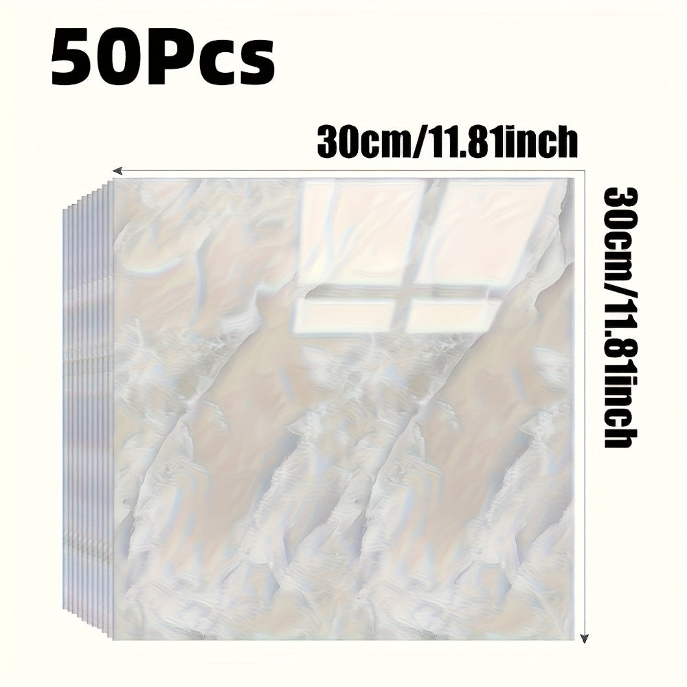 11.81-Inch Square Marble-Pattern Peel-and-Stick Wall Tiles in 50- or 100-Piece Design Options