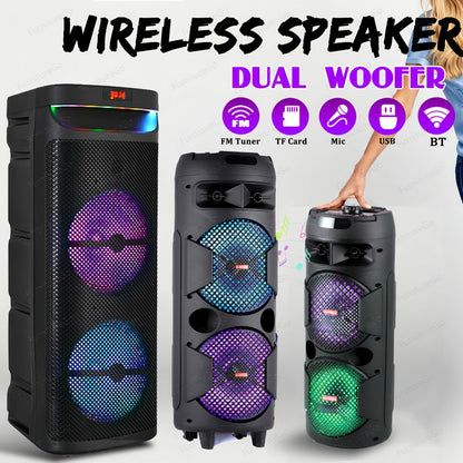 Portable Bluetooth Speaker Party Boombox with Dual Subwoofers, RGB, TWS and Up to 20 Hours Playback