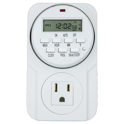 7-Day Heavy Duty Digital Programmable Timer with Dual Outlet - 24 Hour Indoor Electric Timer for Hydroponics, Lamp, Light, Fan, 120V 60Hz, Two Outlet Weekly Scheduling Timer Switch