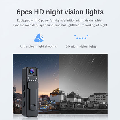 HD Night Vision Body Camera Portable Clip-On Wearable Sports Action Cam with Wide Angle Lens for Outdoor Security Hiking Cycling Law Enforcement