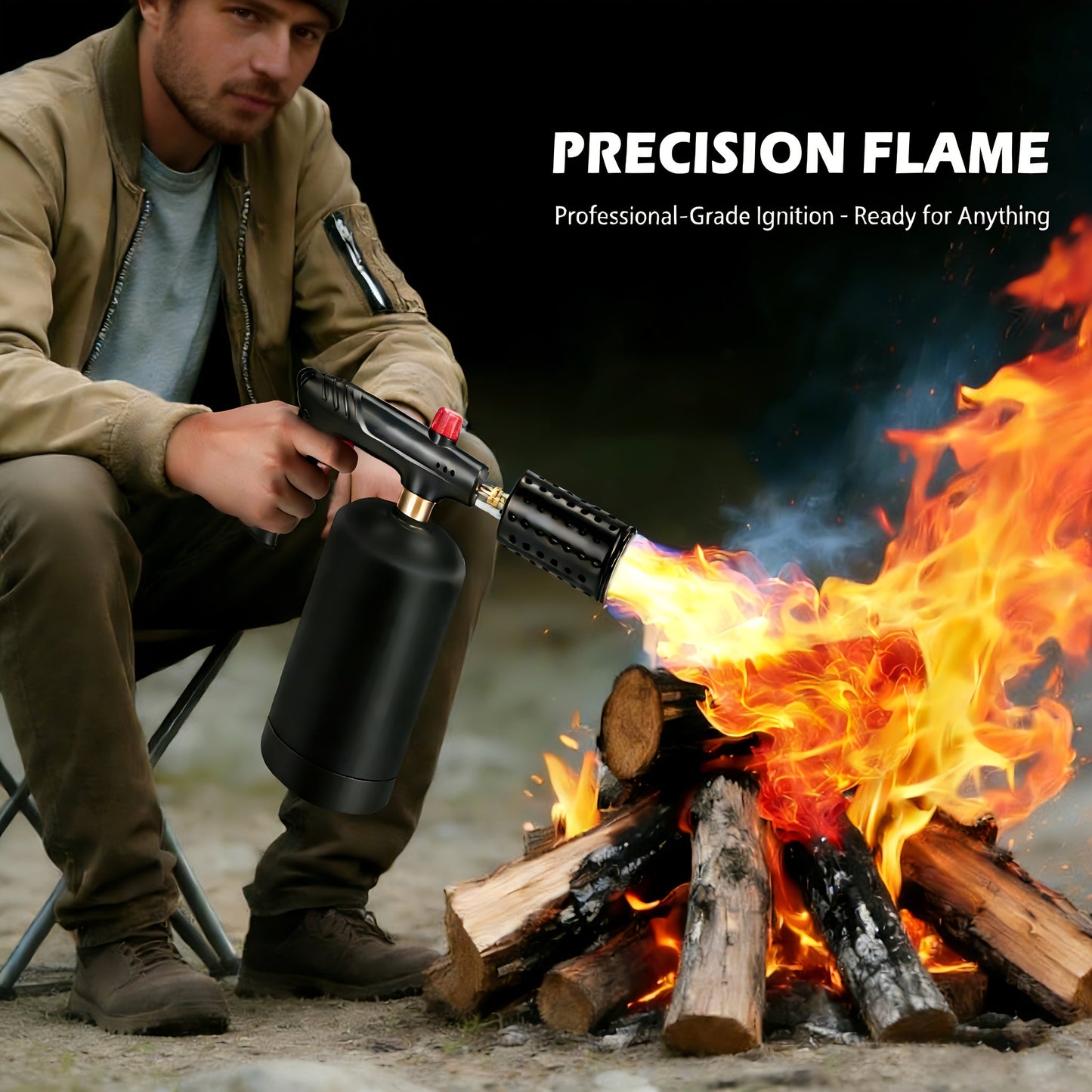 Kitchen Torch Propane Culinary Torch with Adjustable Flame, Safety Lock & Heat Dissipation, Butane Torch for Searing Steak, Creme Brulee, BBQ, Charcoal Starter, Camping (Tank Not Included)
