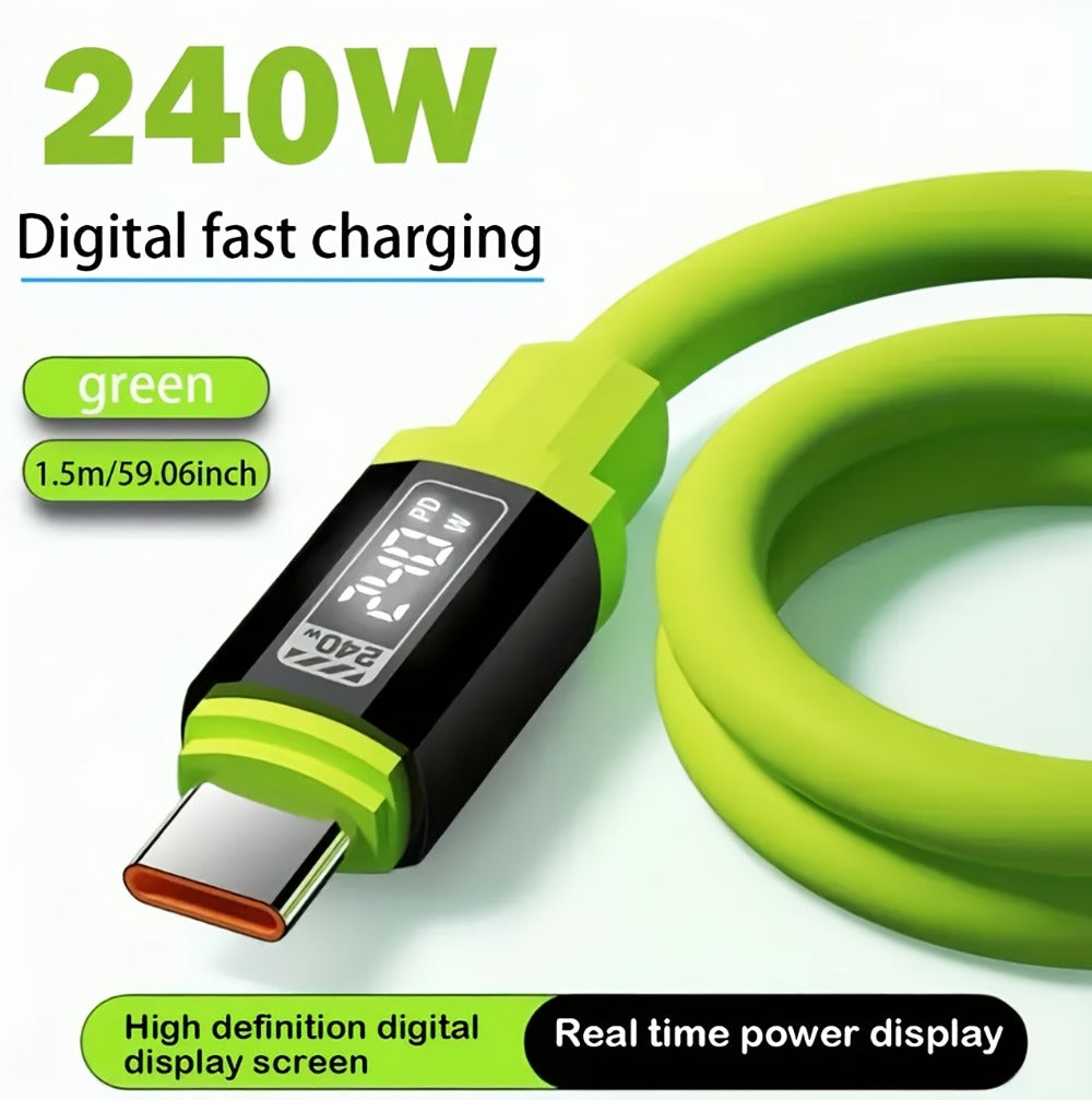 240W USB-C Fast Charging Cable 3/5 Pack 1.5M, Super Fast Charger Cord Compatible with iPhone 15 16, Samsung Galaxy S25 S24, iPad, MacBook, Android & All Type-C Devices, Sturdy Flexible Cord