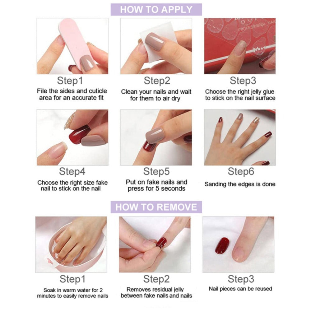 Press On Nails Duckbill French Tip AB Diamond Shiny Nude – Long Handmade Wearable Nail Set 10pcs with Tools for Wedding Party Date School S/M/L
