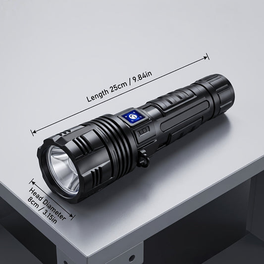 Flashlight Rechargeable Zoom Torch with Five Gallery-Shown Modes, 30W LED and USB Power Output