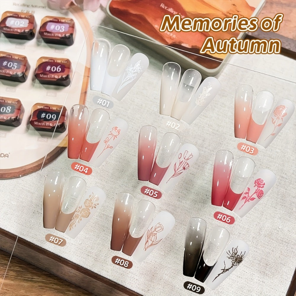 Gel Nail Polish Set with MORDDA Label, 9 Gradient Colors in the Yi Qiu Ci Nine-Grid Palette