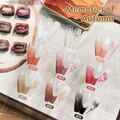 Gel Nail Polish Set with MORDDA Label, 9 Gradient Colors in the Yi Qiu Ci Nine-Grid Palette