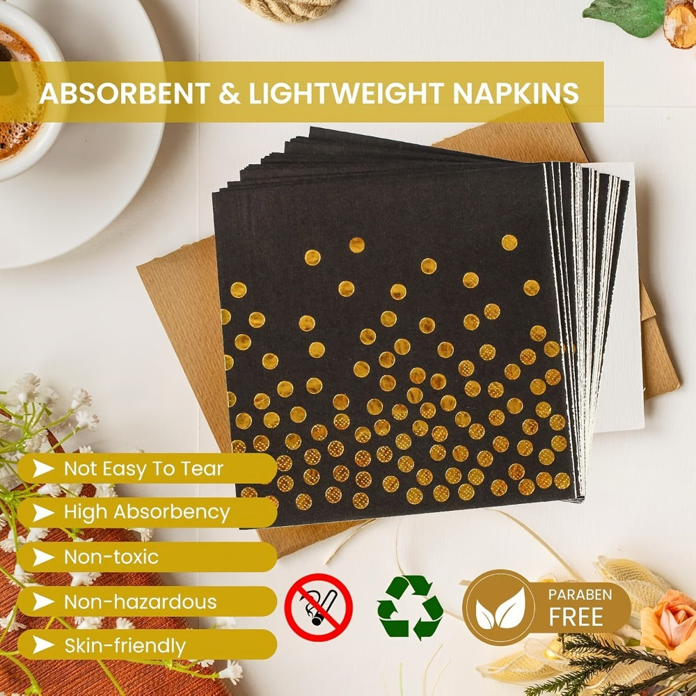 150-Piece Black and Gold Disposable Party Tableware Set with Place Settings for 50 Event Guests
