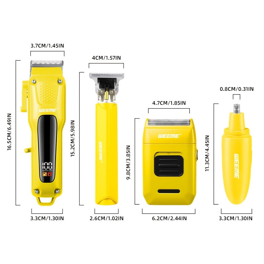 Hair Clippers & Trimmers WEEME Four-Piece Set with Clipper, T-Blade, Foil Shaver, Nose Trimmer and Two Colors